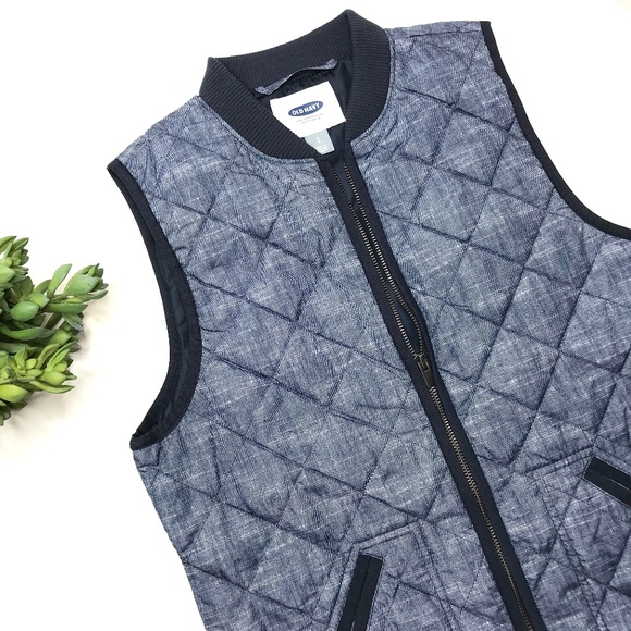 Old Navy Jackets & Blazers - OLD NAVY Chambray Blue Denim Quilted Vest Sz S